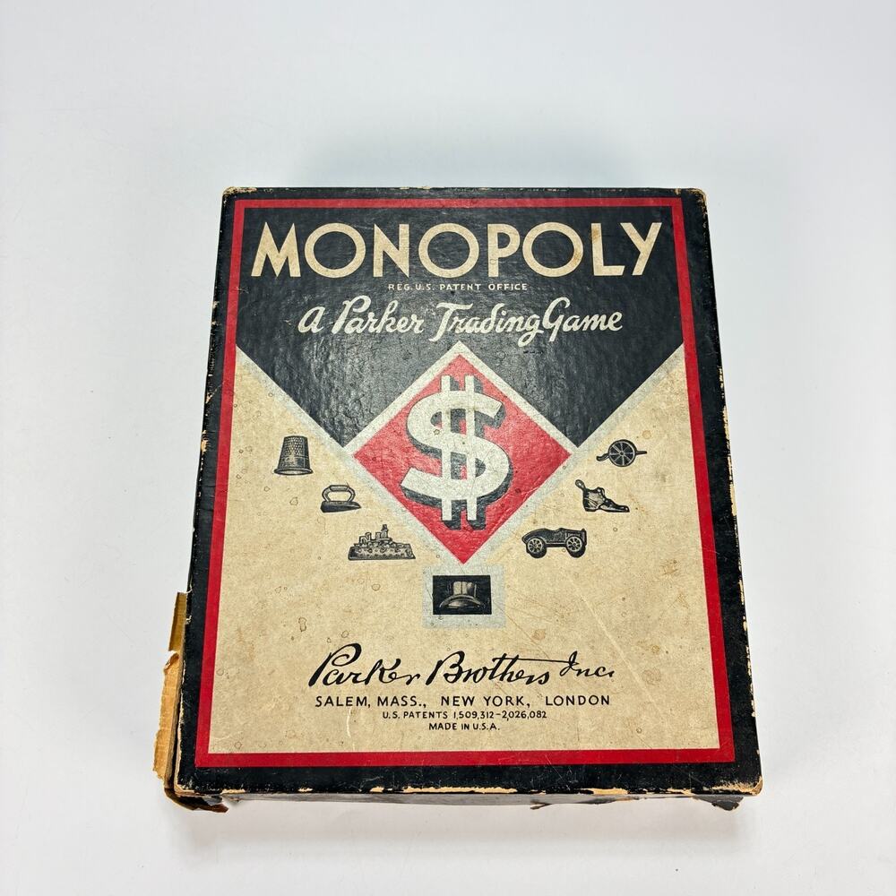 Vintage Monopoly 1935 Black Board Game Set Parker Brothers A Parker Trading Game